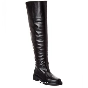 New Stuart Weitzman Celia Leather Over-The-Knee Riding Boot Black Size 6